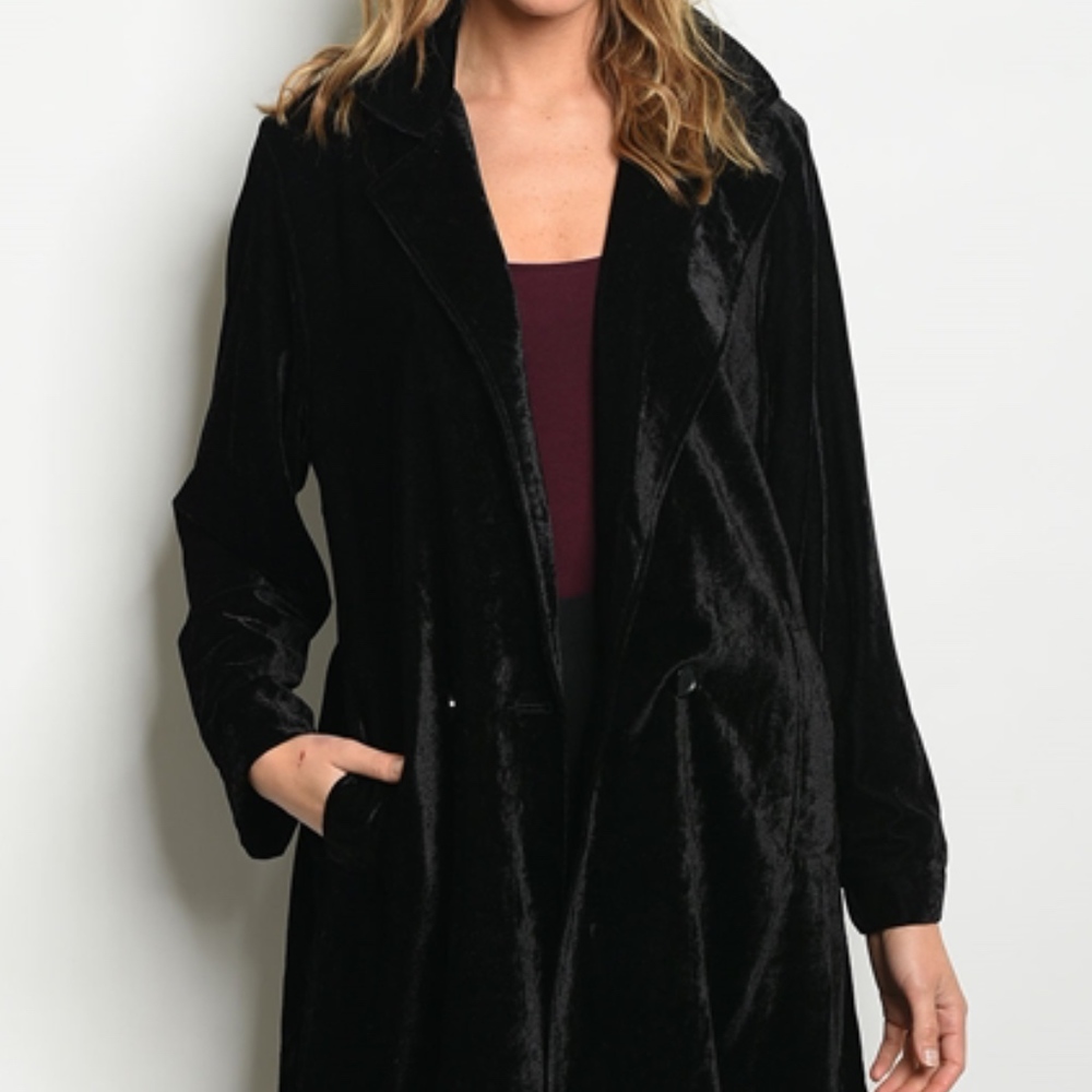 Last 1! VELVET TRENCH COAT - Picture 2 of 5